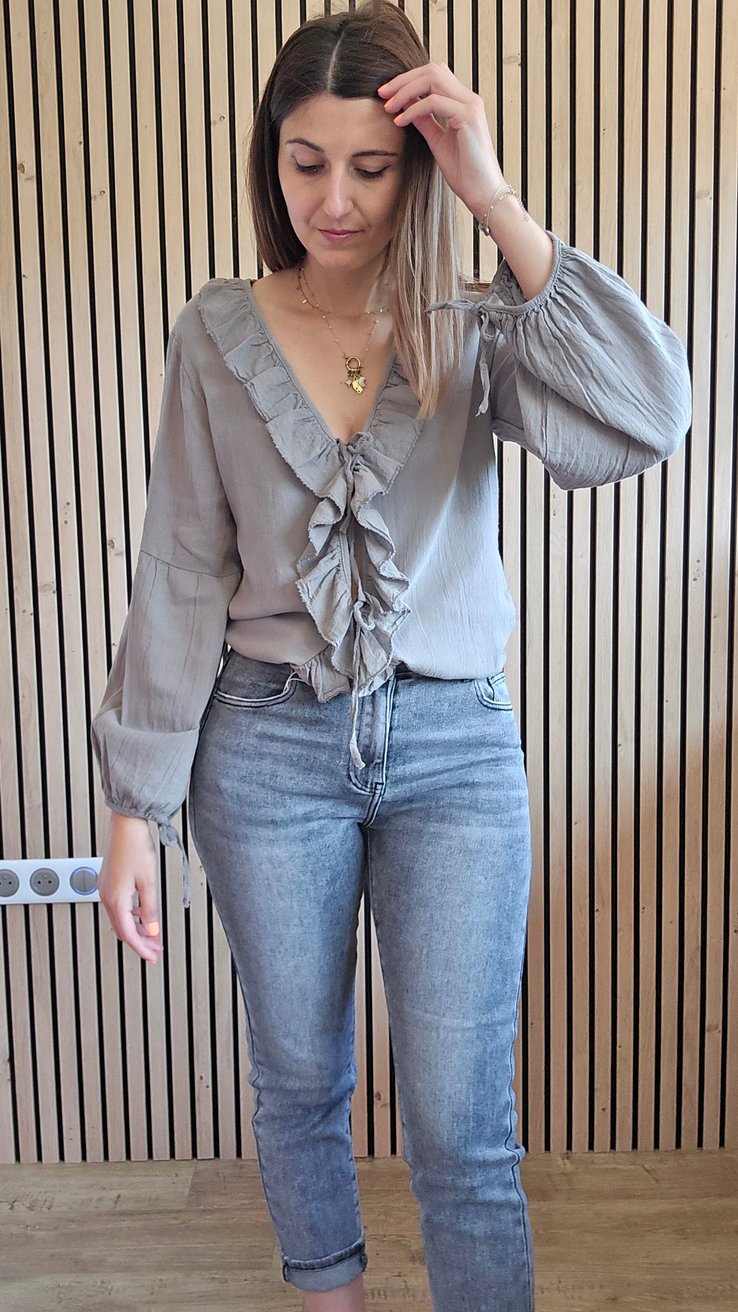 Blouse taupe DEBORAH