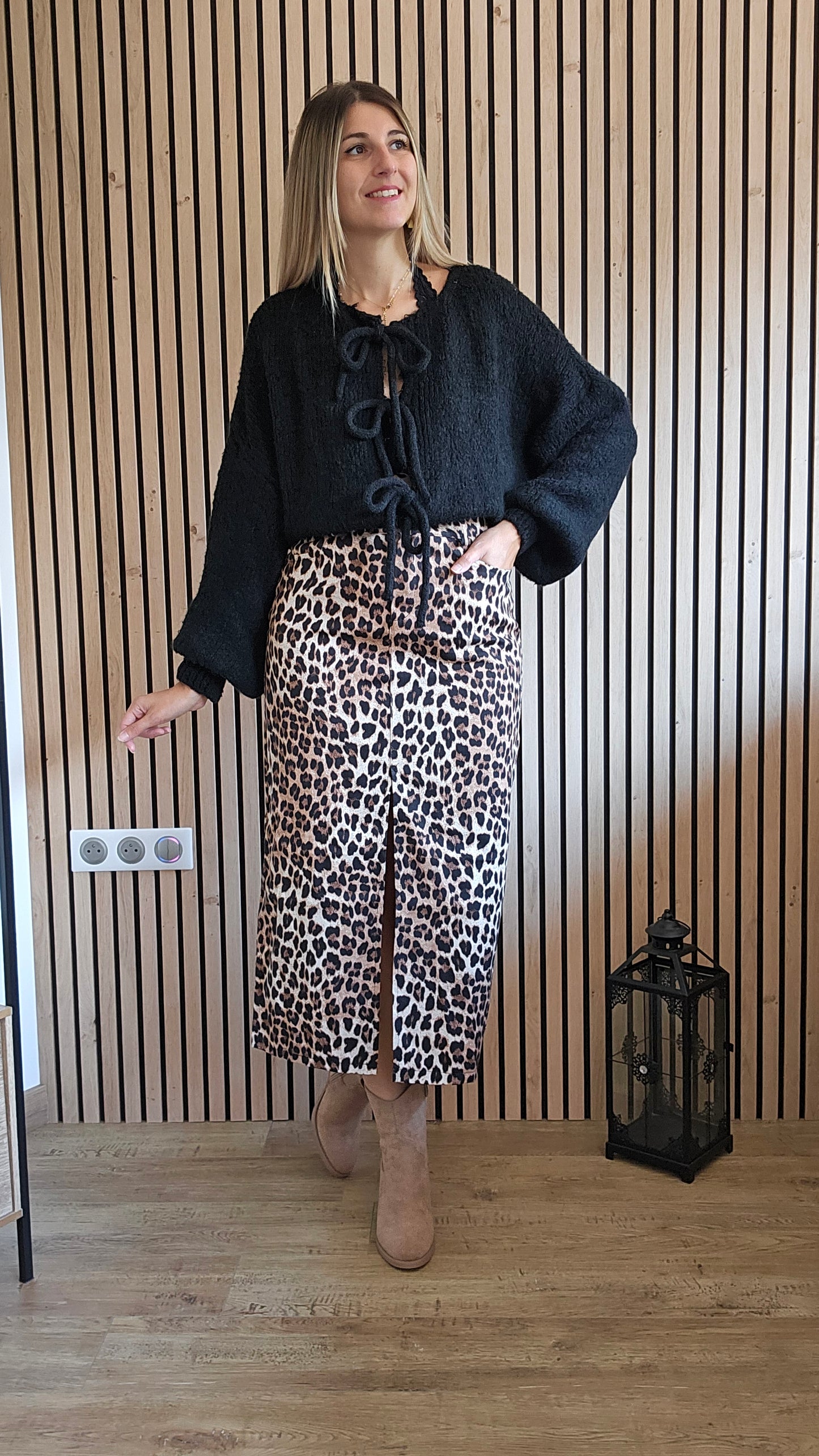 Jupe en jean leopard GLORIA