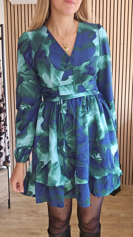 Robe bleue verte HARMONIE